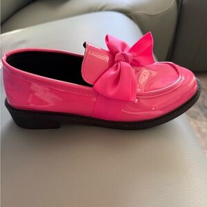 Vibrant Pink Loafers with Bow
